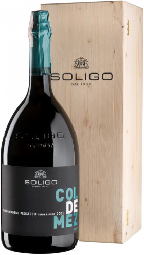 Игристое вино Soligo Col de Mez Brut Valdobbiadene Prosecco Superiore DOCG wooden box 3 л