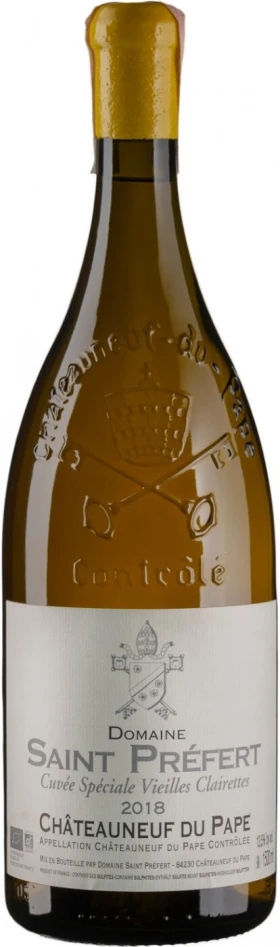 Вино Domaine Saint Prefert, Cuvee Speciale Vieilles Clairettes, Chateauneuf du Pape AOC, 2018, 1.5 л
