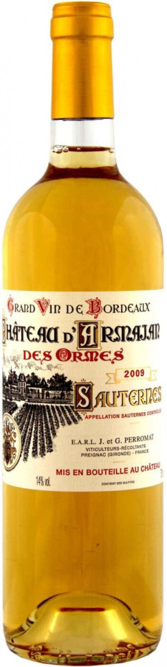 Вино Chateau d Armajan des Ormes Sauternes AOC 2009