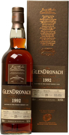 Виски Glendronach Single Cask Sherry Butt 58 5% 25 Years Old 1992 gift box 700 мл