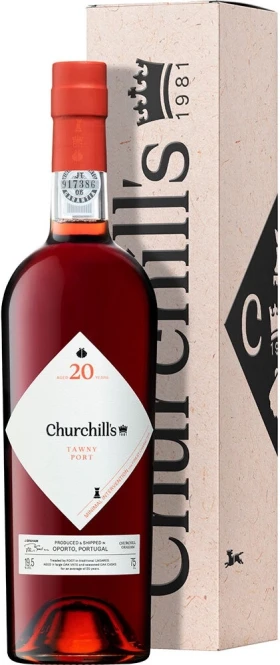 Портвейн Churchill's, Tawny Port 20 Years Old, New Year's white gift box
