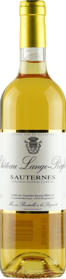 Вино Chateau Lange-Reglat, Sauternes AOC, 2019, 0.75 л
