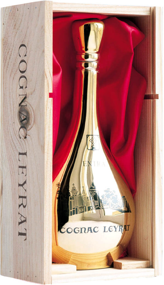 Коньяк Leyrat Extra in gold porcelain decanter wooden box 700 мл