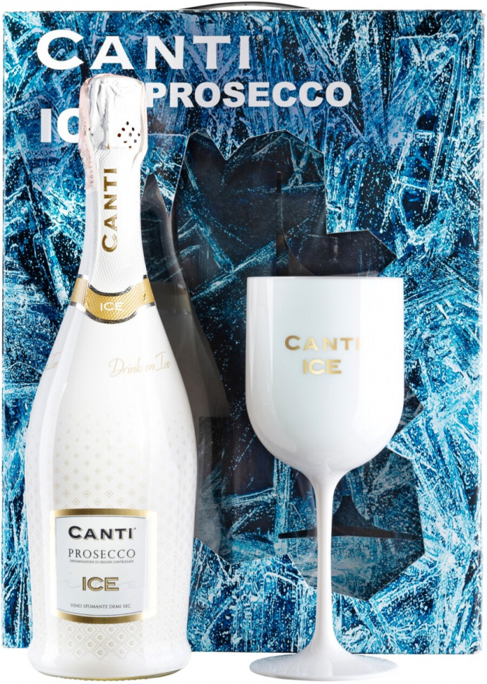 Игристое вино Canti Prosecco Ice DOC gift box with glass