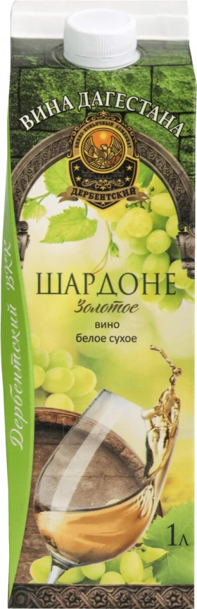 Вино ДВКК, Шардоне Золотое Сухое, Тетра Пак, 1 л
