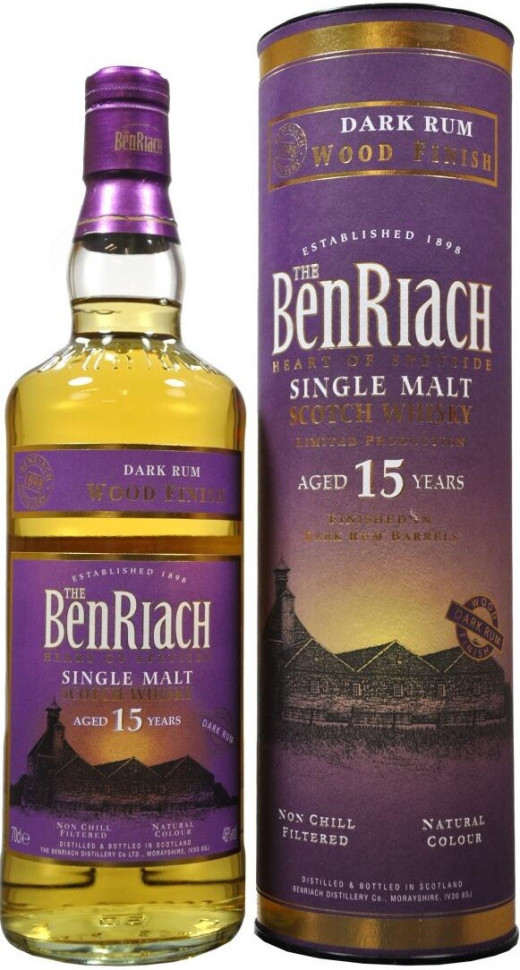 Виски Benriach Dark Rum Wood Finish 15 years old in tube 700 мл