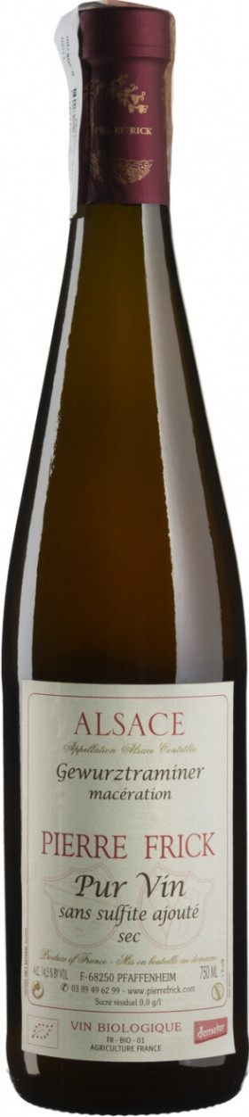 Вино Pierre Frick Gewurztraminer Maceration Alsace AOC Pur Vin Sans Sulfite Ajoute