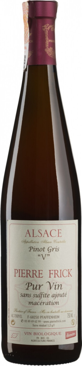 Вино Pierre Frick Pinot Gris V Maceration Alsace AOC Pur Vin Sans Sulfite Ajoute