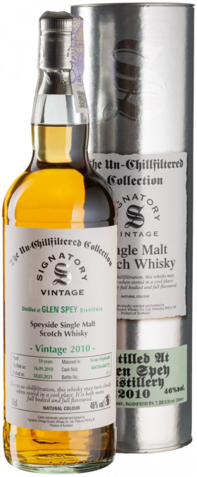 Виски Signatory Vintage The Un-Chillfiltered Collection Glen Spey 10 Years 2010 metal tube 700 мл