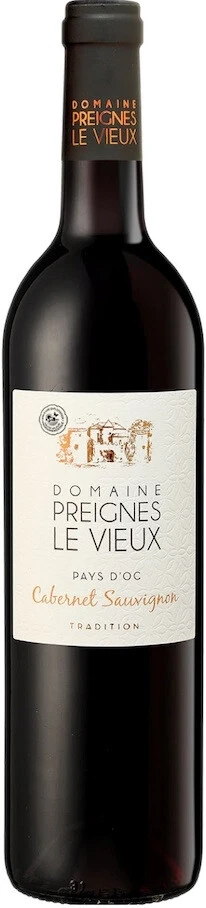 Вино Domaine Preignes le Vieux, Cabernet Sauvignon Tradition, Pays d'Oc IGP, 2022