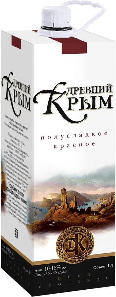 Вино Древний Крым Красное полусладкое, Пэт-Пак, 1 л