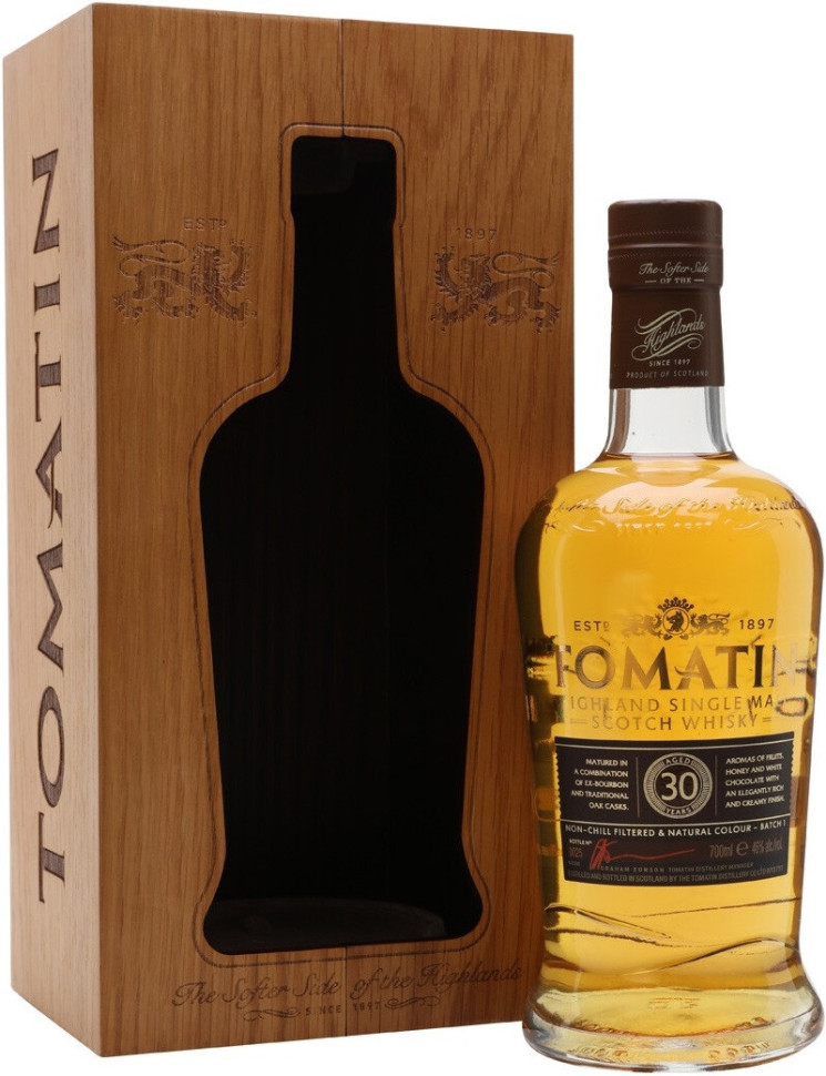 Виски Tomatin 30 Years Old wooden box 700 мл
