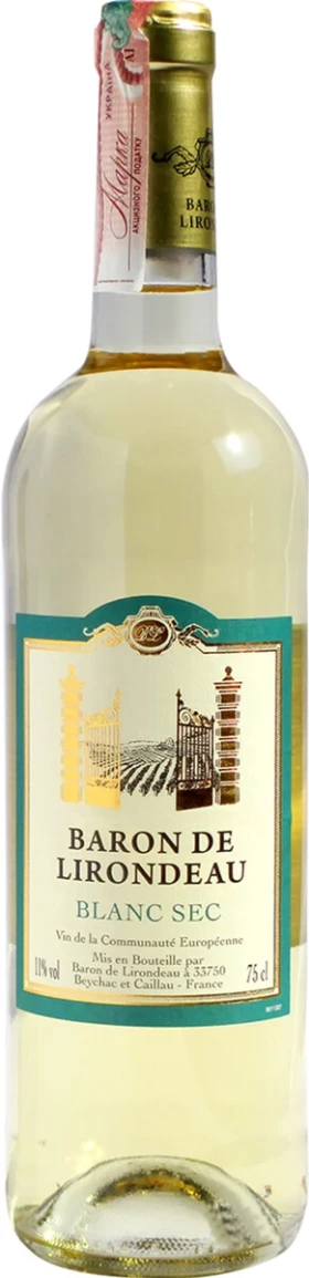 Вино "Baron de Lirondeau" Blanc Sec