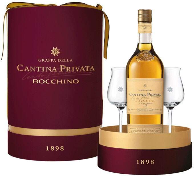 Граппа Bocchino Cantina Privata 12 anni gift box with 2 glasses 700 мл