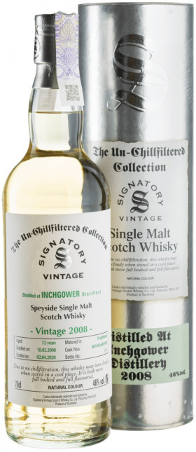 Виски Signatory Vintage The Un-Chillfiltered Collection Inchgower 12 Years 2008 metal tube 700 мл