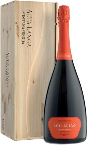 Игристое вино Fontanafredda Bolla Ciao Alta Langa DOCG 2013 wooden box 15 л