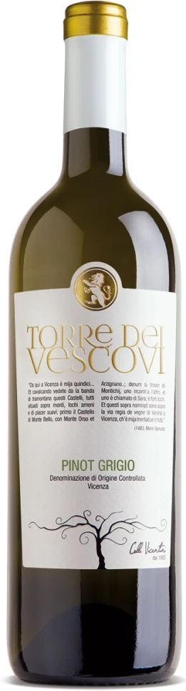 Вино Colli Vicentini, Torre dei Vescovi Pinot Grigio, Vicenza DOC