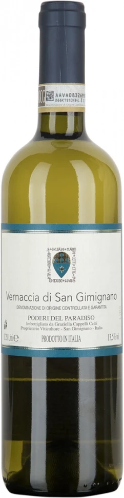Вино Poderi del Paradiso, Vernaccia di San Gimignano, Toscana DOCG, 2017
