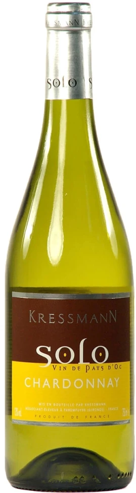Вино Kressmann, "Solo" Chardonnay, Vin de Pays d'Oc, 2014