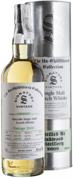 Виски Signatory Vintage The Un-Chillfiltered Collection Linkwood 12 Years 2008 metal tube 700 мл