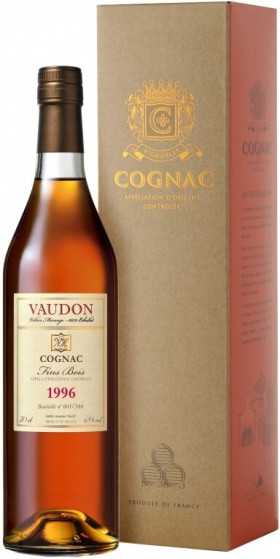 Коньяк Vaudon Vintage Cognac Fins Bois AOC 1996 gift box 700 мл