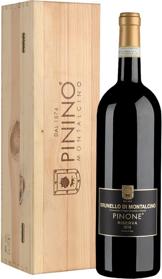 Вино Pinino, Pinone Brunello di Montalcino Riserva DOCG, 2016, wooden box, 1.5 л