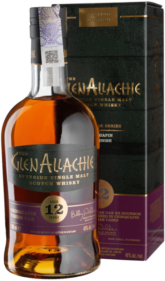 Виски GlenAllachie 12 Years Old Chinquapin Virgin Oak gift box 700 мл