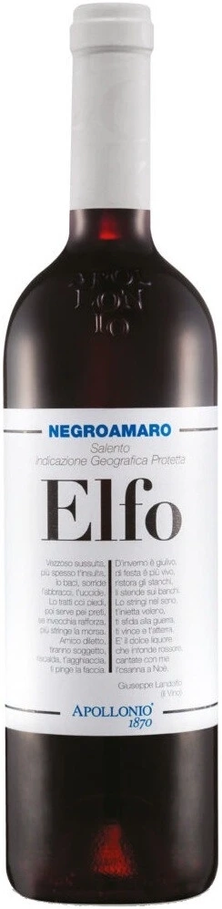 Вино Apollonio, Elfo Negroamaro, Salento IGP, 2021