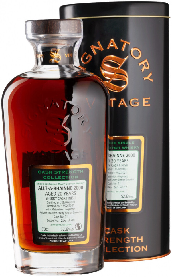 Виски Signatory Vintage Cask Strength Collection Allt-A-Bhainne 20 Years 2000 metal tube 700 мл