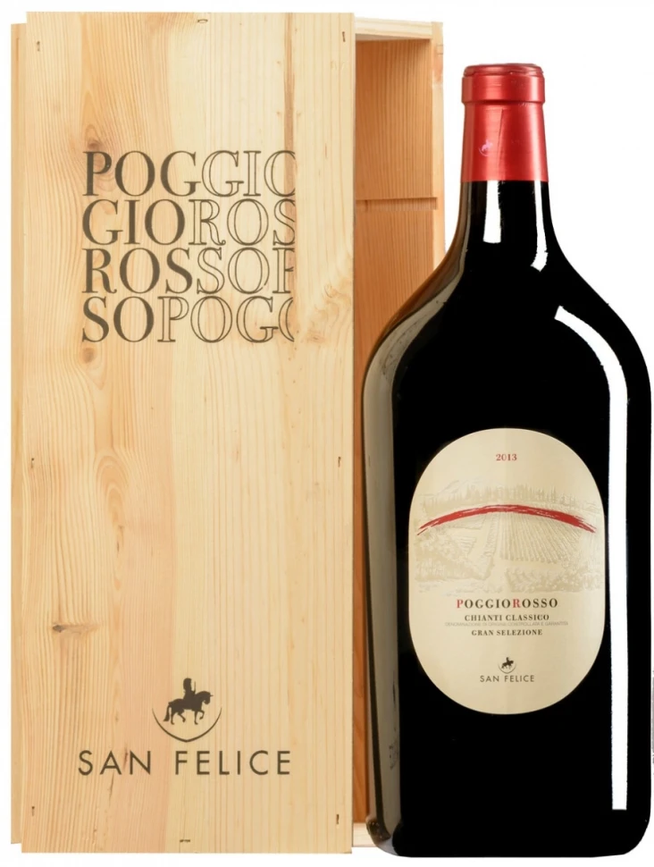 Вино San Felice, Poggio Rosso Chianti Classico Gran Selezione DOCG, 2013, wooden box, 1.5 л
