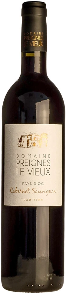 Вино Domaine Preignes le Vieux, Cabernet Sauvignon Tradition, Pays d'Oc IGP, 2020