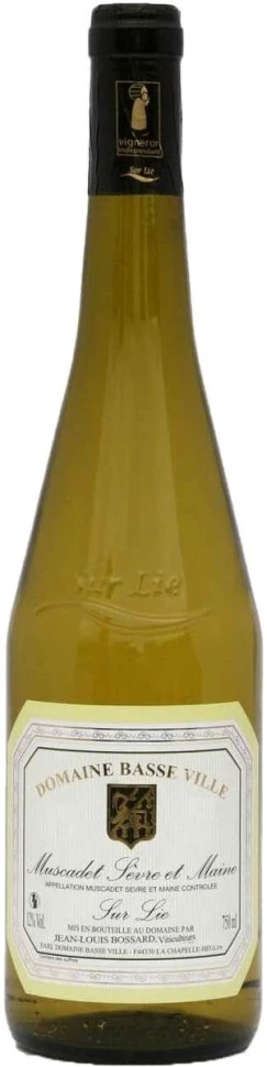 Вино Domaine Basse Ville, Muscadet Sevre et Maine AOC Sur Lie, 2023, 0.75 л