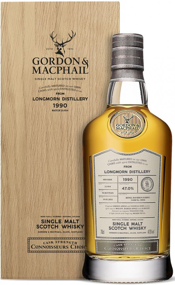 Виски Longmorn Connoisseur s Choice Cask Strength 47% 1990 wooden box 700 мл