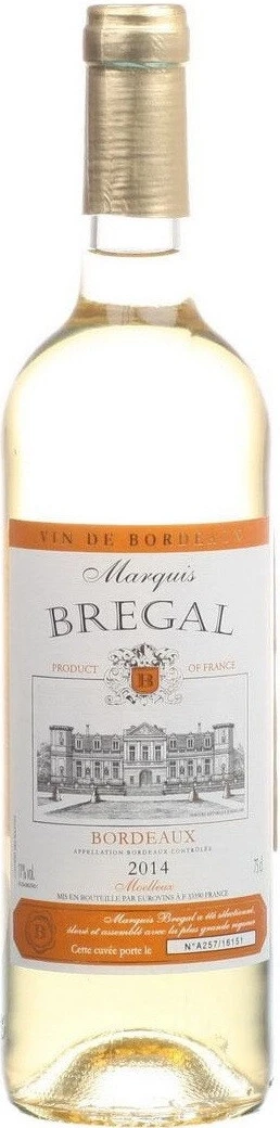 Вино "Marquis Bregal" Blanc Moelleux, Bordeaux AOC, 2014