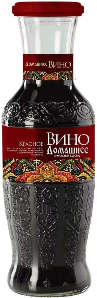 Вино Долина, "Домашнее Вино" Красное Полусладкое, 1 л
