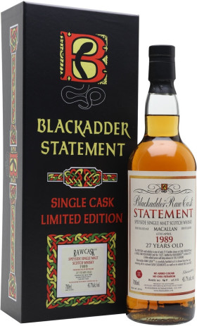 Виски Blackadder Raw Cask Statement Macallan 27 Years Old 1989 gift box 700 мл