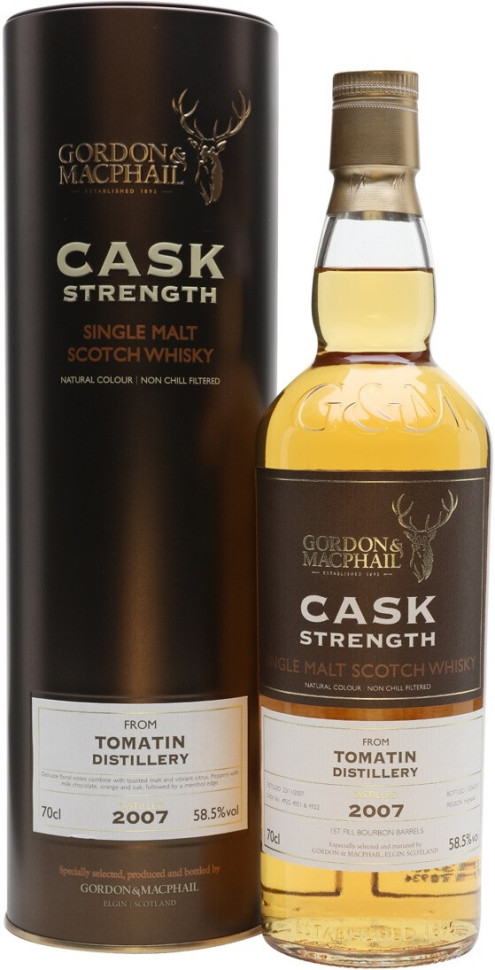 Виски Gordon & MacPhail Cask Strength Tomatin 2007 in tube 700 мл