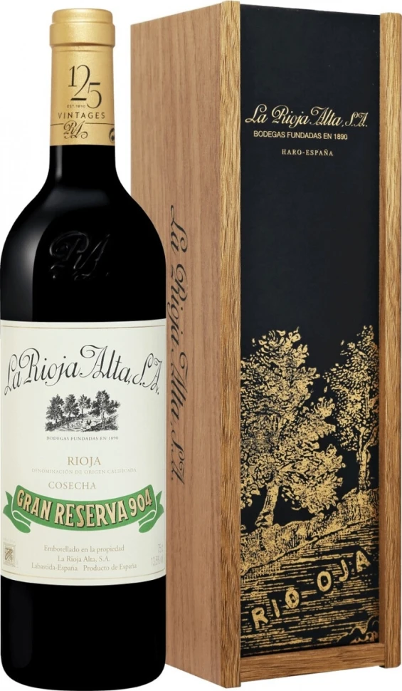 Вино La Rioja Alta, Gran Reserva 904, Rioja DOC, 2007, wooden box