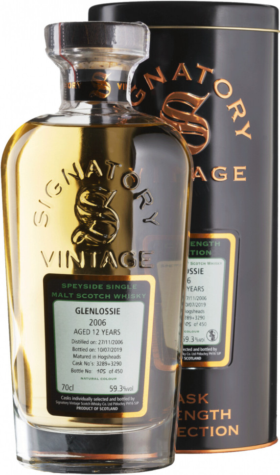 Виски Signatory Vintage Cask Strength Collection Glenlossie 12 Years 2006 metal tube 700 мл
