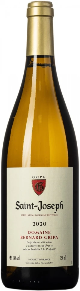 Вино Domaine Bernard Gripa, Saint Joseph AOP Blanc, 2020