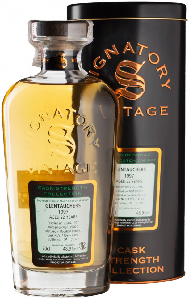 Виски Signatory Vintage Cask Strength Collection Glentauchers 22 Years 48 9% 1997 metal tube 700 мл
