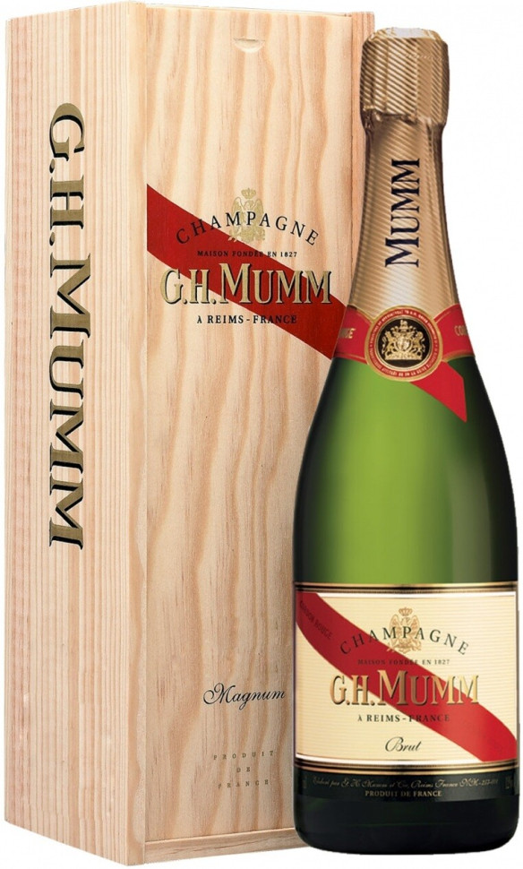 Шампанское Mumm Cordon Rouge AOC wooden box 15 л