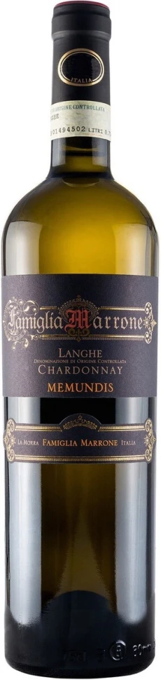 Вино Famiglia Marrone, Memundis Langhe DOC Chardonnay, 2016
