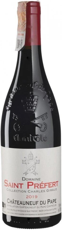 Вино Domaine Saint-Prefert, Collection Charles Giraud Rouge, Chateauneuf du Pape AOC, 2019