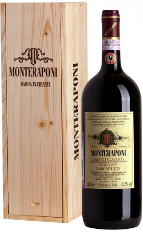 Вино Monteraponi, Baron Ugo Riserva, Chianti Classico DOCG, 2009, wooden box, 1.5 л