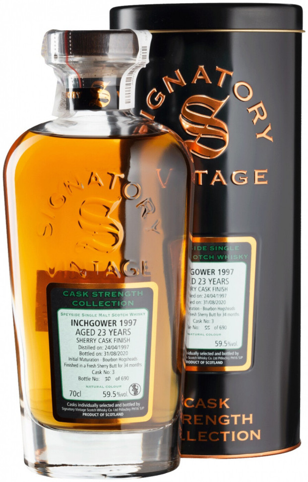 Виски Signatory Vintage Cask Strength Collection Inchgower 23 Years 1997 metal tube 700 мл