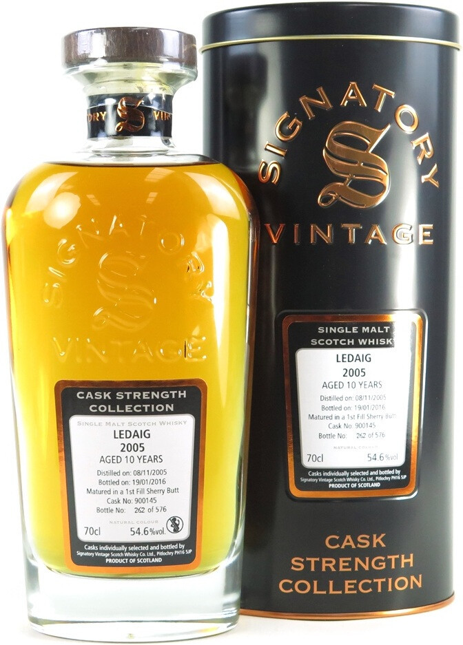 Виски Signatory Vintage Cask Strength Collection Ledaig 10 Years 2005 metal tube 700 мл