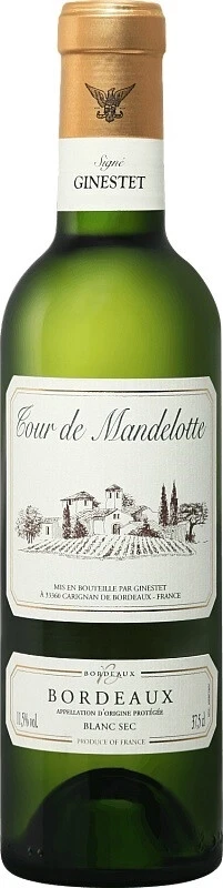 Вино "Tour de Mandelotte" Bordeaux AOC Blanc Sec, 375 мл