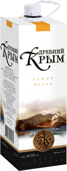 Вино "Древний Крым" Белое сухое, ПЭТ-Пак, 1 л