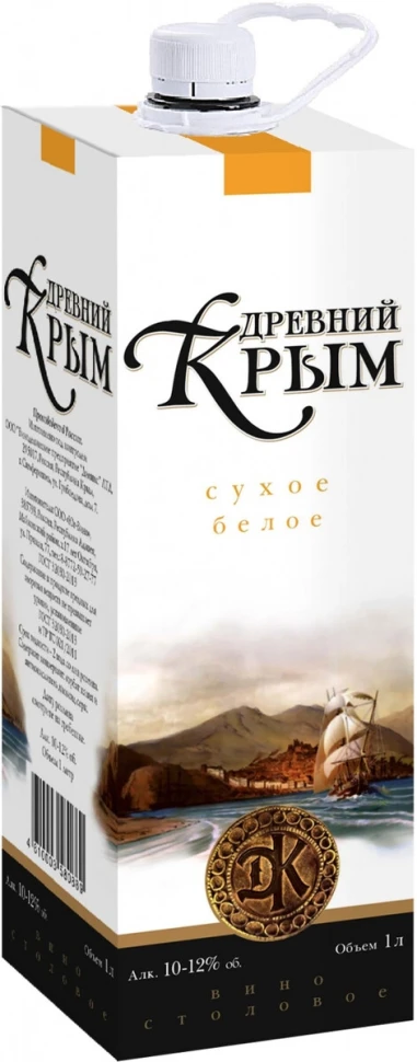 Вино "Древний Крым" Белое сухое, ПЭТ-Пак, 1 л